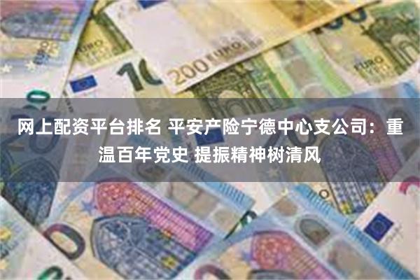 网上配资平台排名 平安产险宁德中心支公司：重温百年党史 提振精神树清风