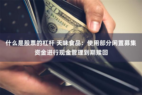 什么是股票的杠杆 天味食品：使用部分闲置募集资金进行现金管理到期赎回